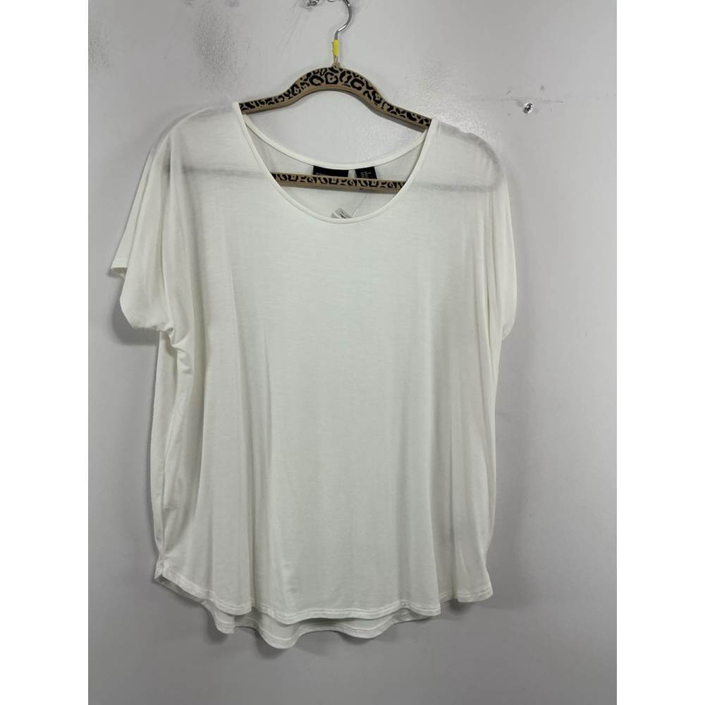 Womans Adrienne Vittadini Short Sleeve T Shirt XL White Scoop Neck NWT